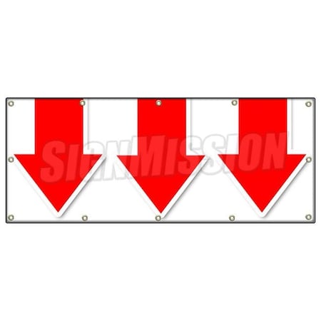GIANT DOWN ARROW BANNER SIGN Turn Here Sale Follow Directions Arrived
